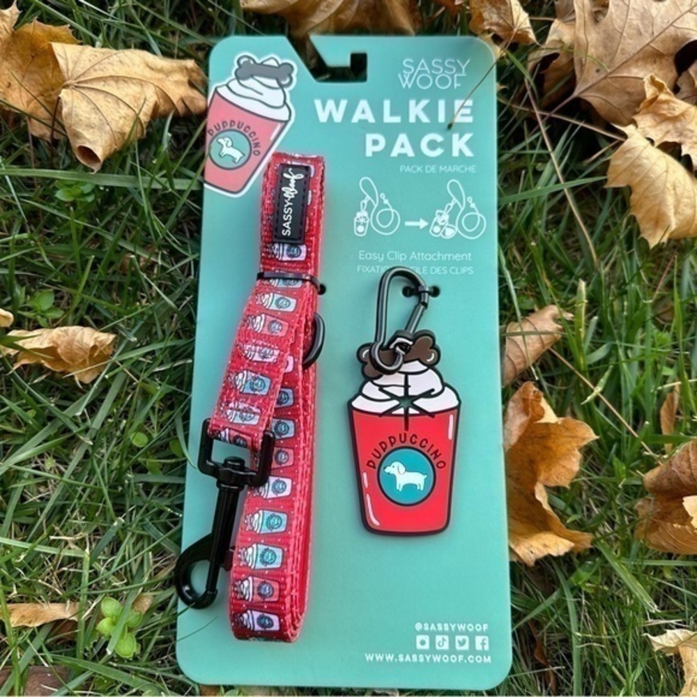 Sassy Woof Pupduccino Walkie Pack Dog Leash Holder Coffee Pup Cup